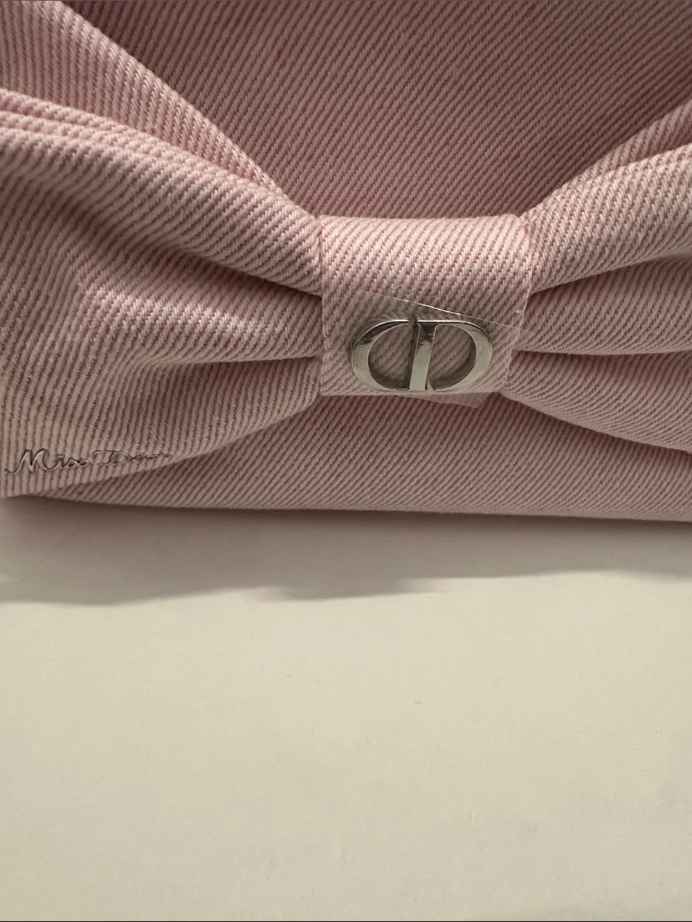 Dior Light Pink Bow Zip Cosmetic Pouch